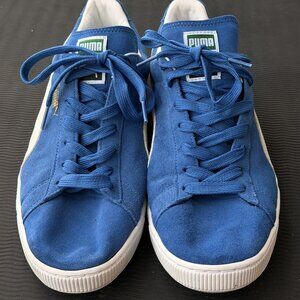 PUMA Suede Classic Sneakers Blue White Gold Logo US Men's 14 Suede